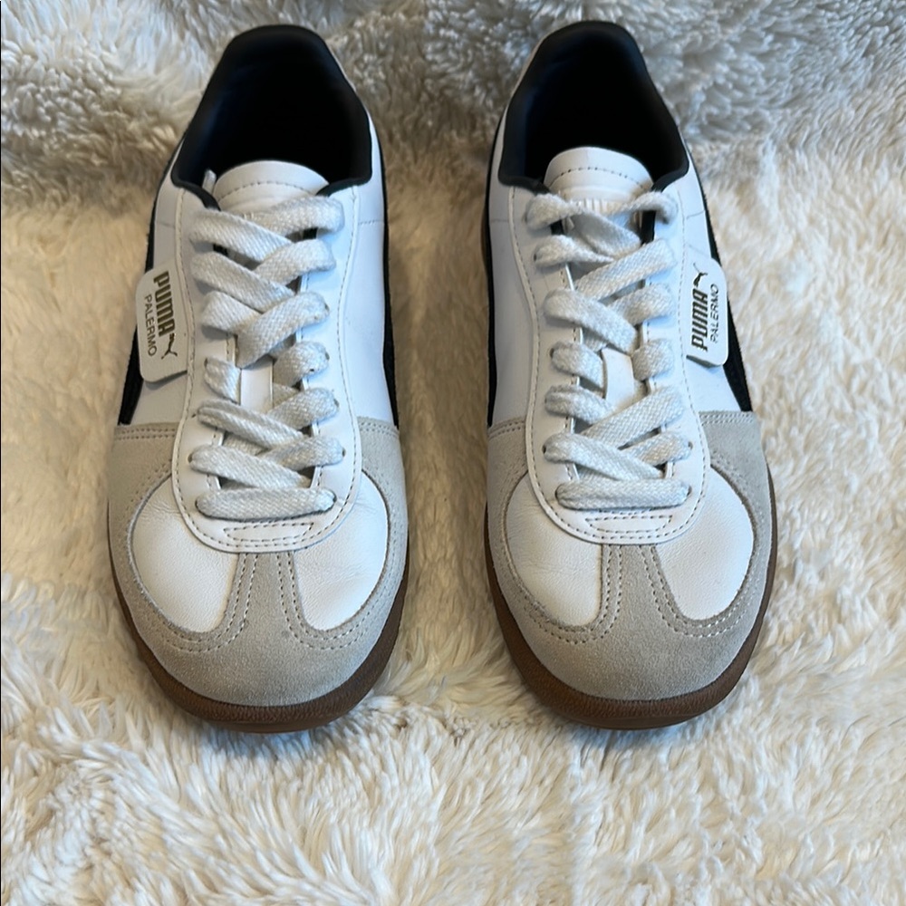 Puma White and Gray Classic Sneakers